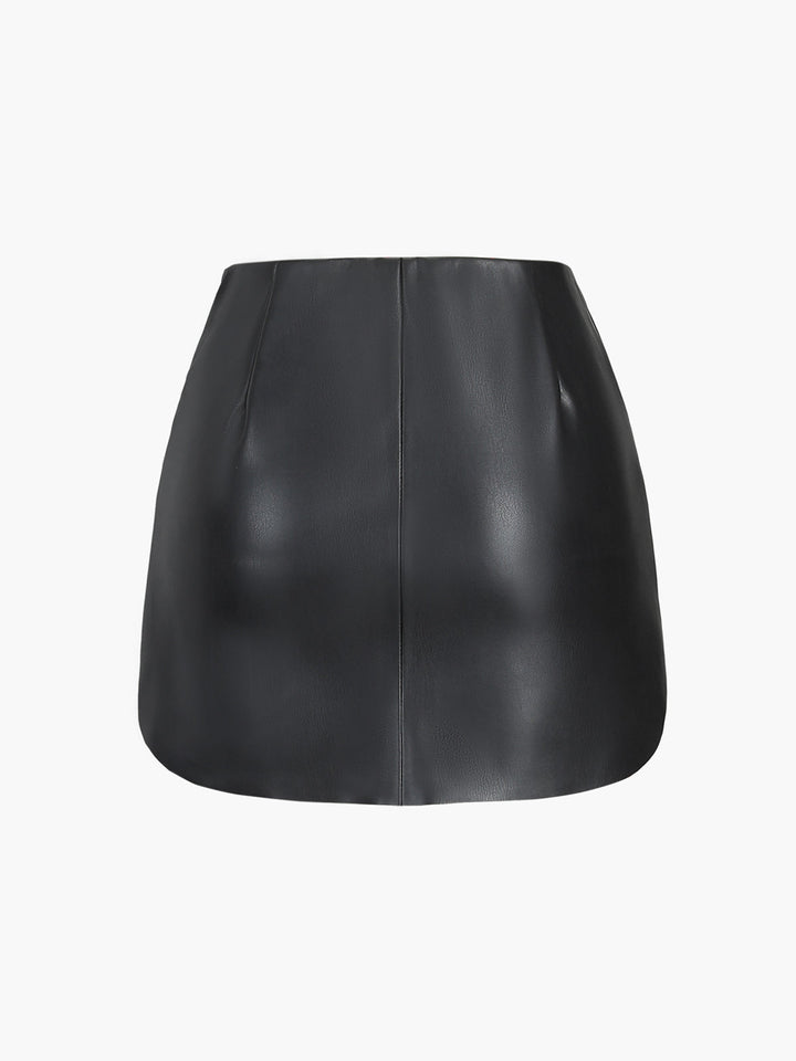 Faux Leather Zippered Mini Skirt  Liora Lane Boutique Skirts