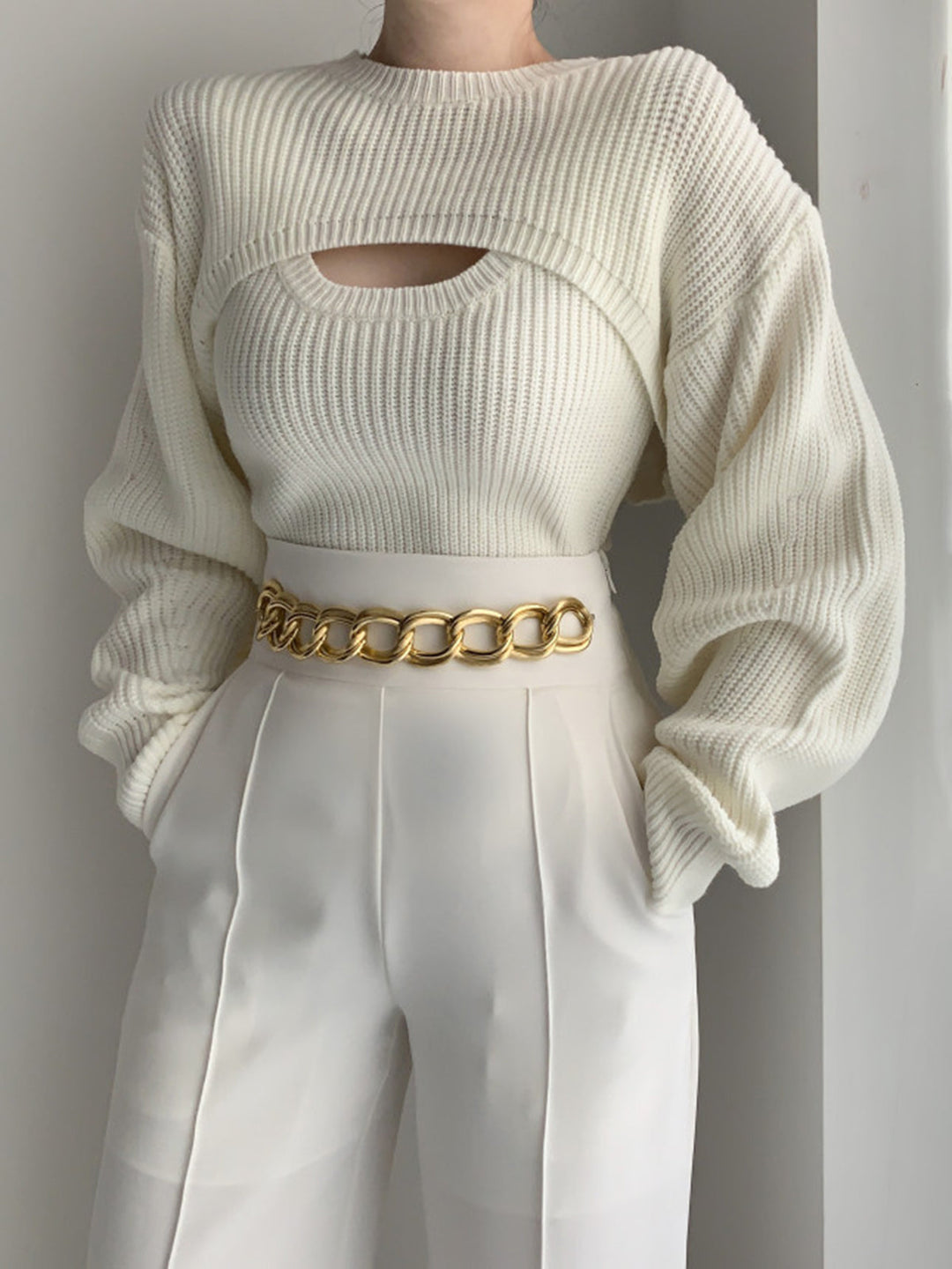 Utility Two Piece Bolero Sweater  Liora Lane Boutique Sweaters White / XL 46.00