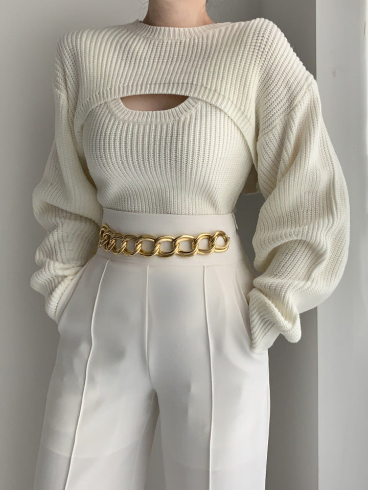 Utility Two Piece Bolero Sweater  Liora Lane Boutique Sweaters White / XL 46.00