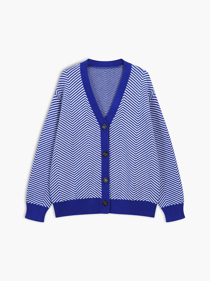 Oversized Herringbone Cardigan  Liora Lane Boutique Cardigans Blue / XL 49.00