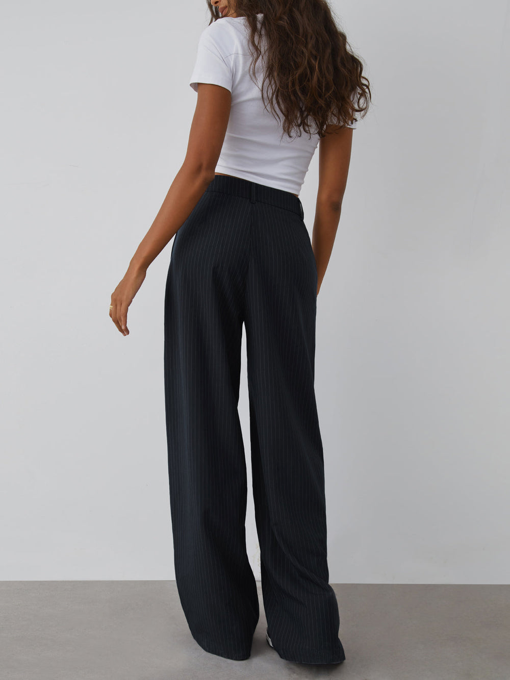 Shock Value Pinstripe Wide Leg Dress Pants  Liora Lane Boutique Pants