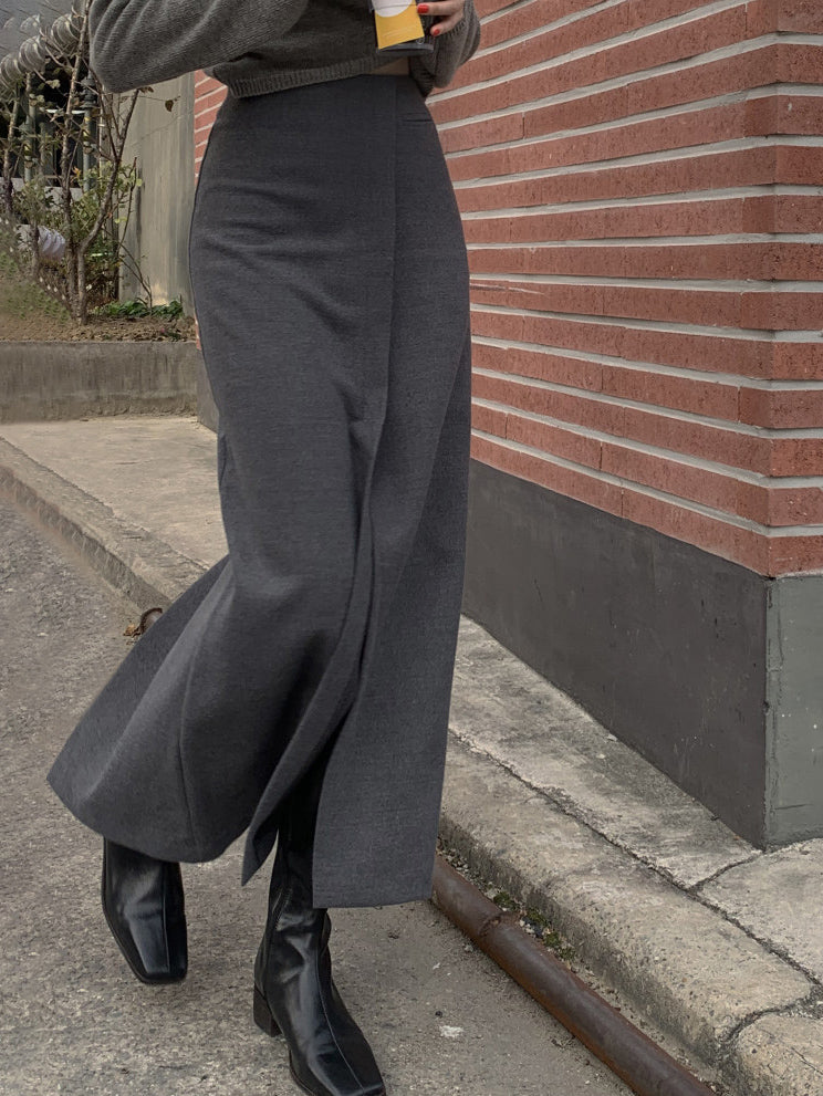 She's Effortless Slit Maxi Skirt  Liora Lane Boutique Skirts Grey / XL 44.00