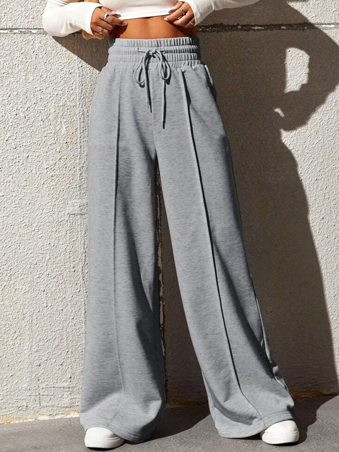 City Walk Wide Leg Sweatpants  Liora Lane Boutique Sweatpants Grey / XL 39.00