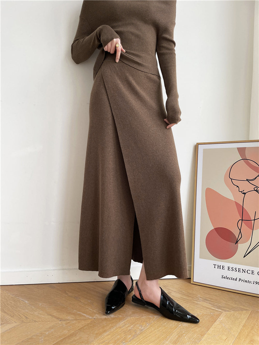 Caramel Slit Maxi Knit Skirt  Liora Lane Boutique Skirts