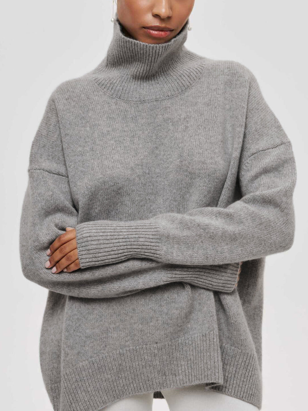 Cloudless Sky Turtleneck Oversized Sweater  Liora Lane Boutique Sweaters Grey / XL 48.00