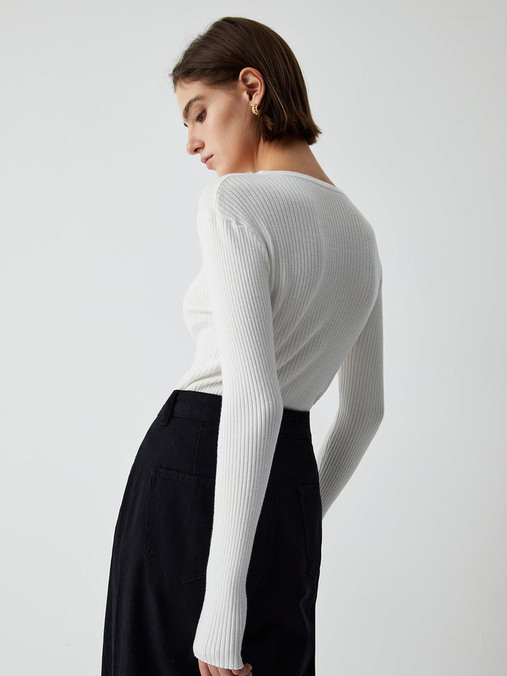 Effortless Keyhole Long Sleeve Knit Top  Liora Lane Boutique Knit Tops