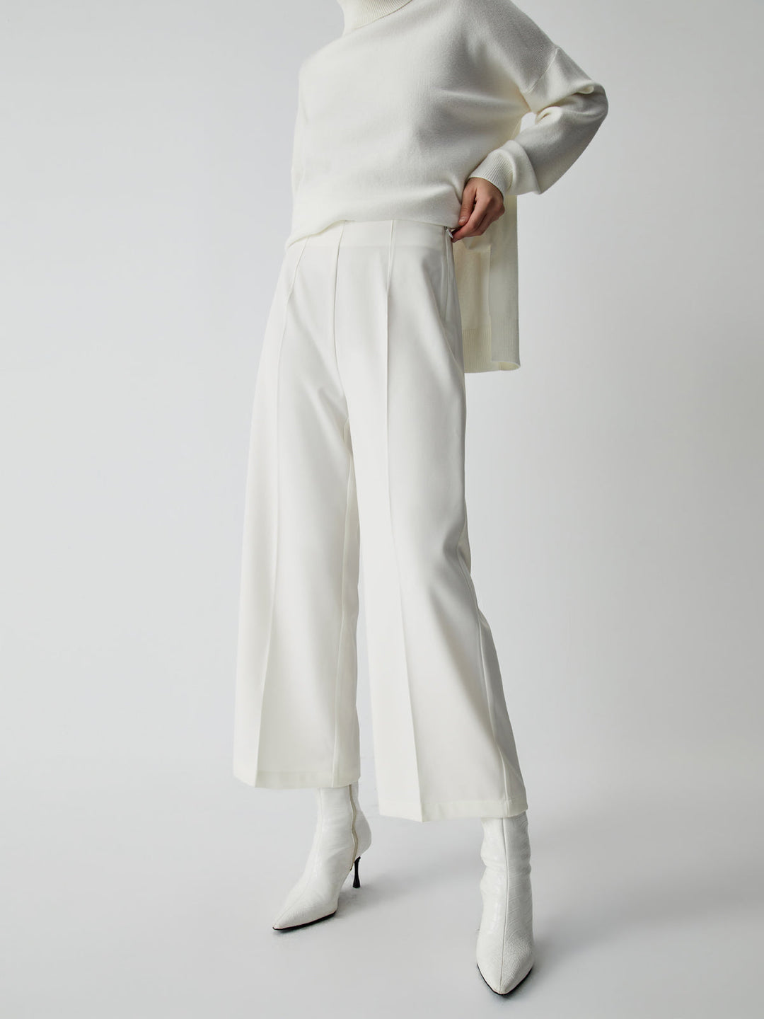 Semi-Sheer Wide Leg Culotte Pants  Liora Lane Boutique Pants White / XL 35.00