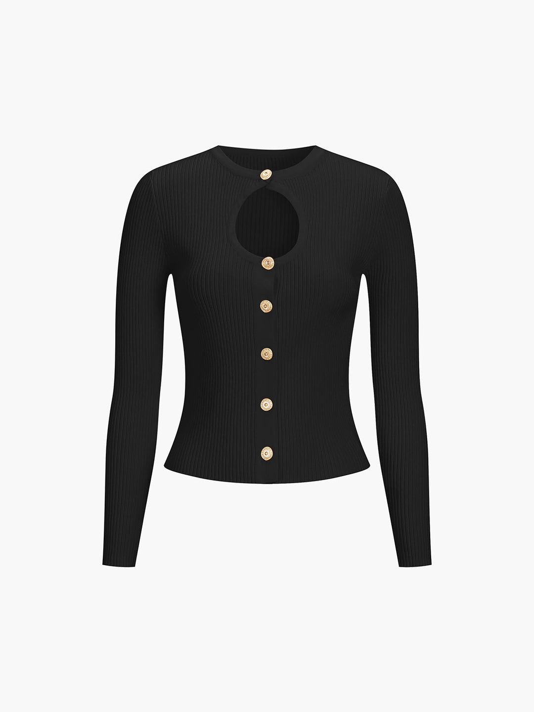 Effortless Keyhole Long Sleeve Knit Top  Liora Lane Boutique Knit Tops Black / XL 38.00