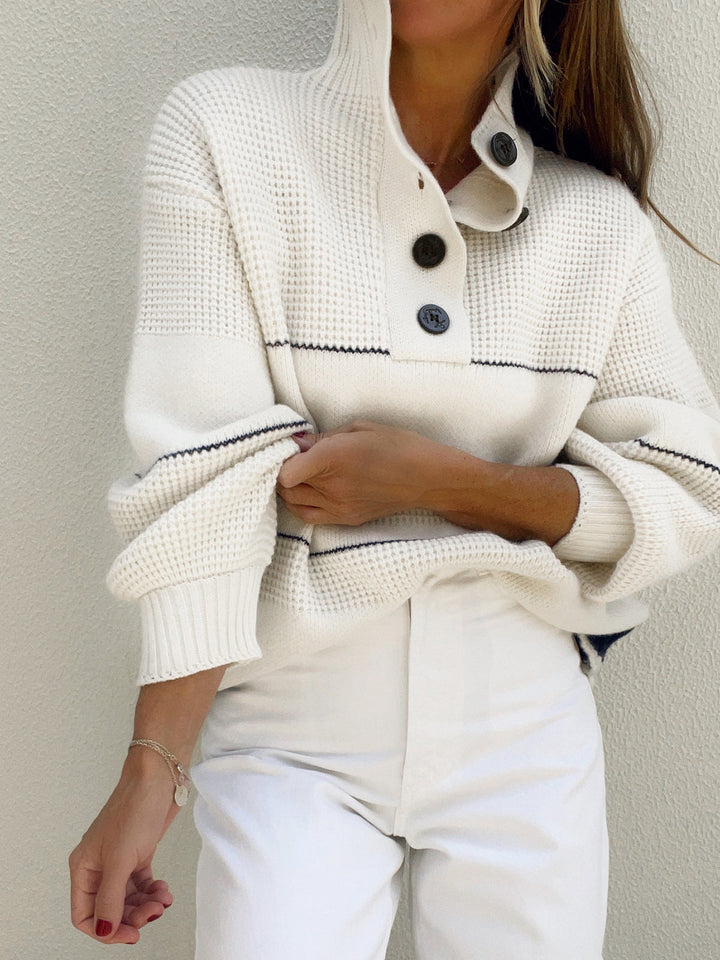 Open Collar Button Up Sweater  Liora Lane Boutique Sweaters