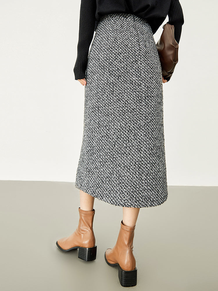 Button Down Tweed Boucle Maxi Skirt  Liora Lane Boutique Skirts