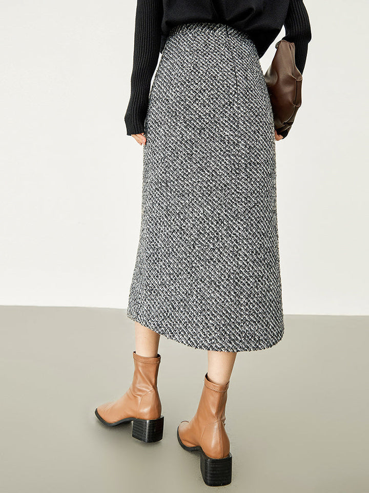 Button Down Tweed Boucle Maxi Skirt  Liora Lane Boutique Skirts