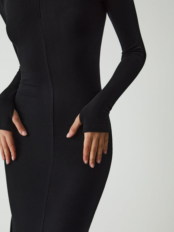 Leisure Mock Neck Long Sleeve Midi Dress  Liora Lane Boutique Dresses