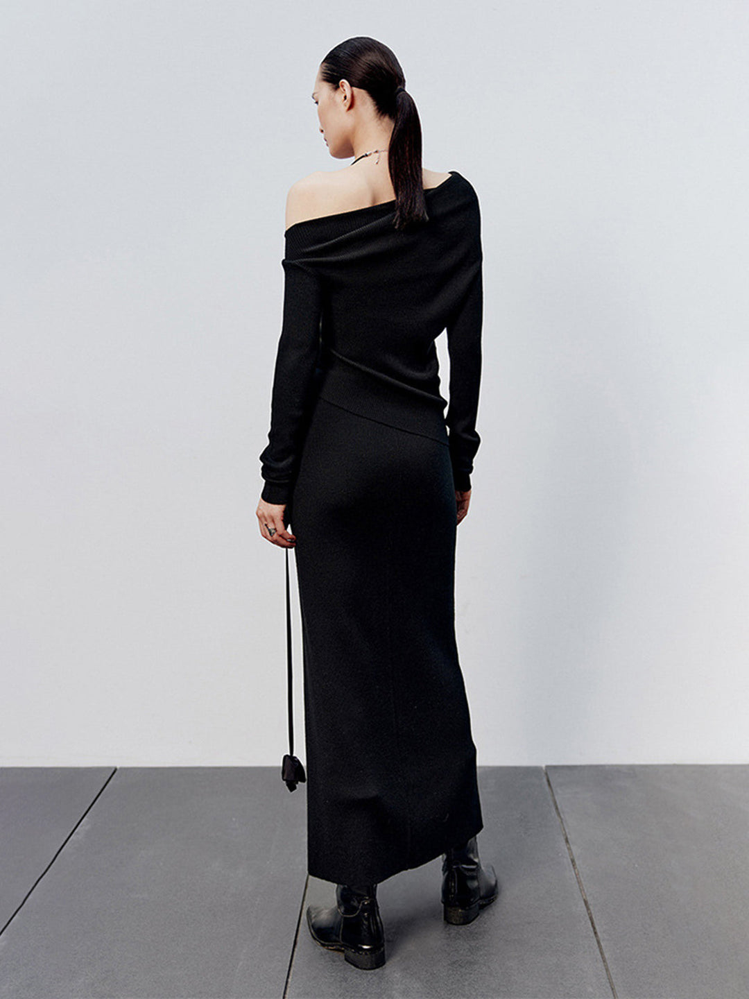 Caramel Asymmetric Neckline Long Sleeve Knit Top  Liora Lane Boutique Knit Tops