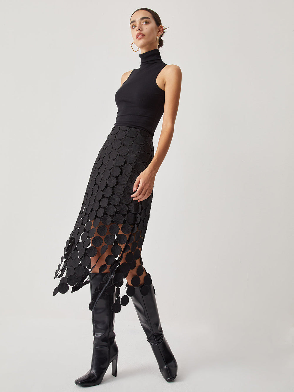 Laser Cut Multi Circle Double Layered Skirt  Liora Lane Boutique Skirts
