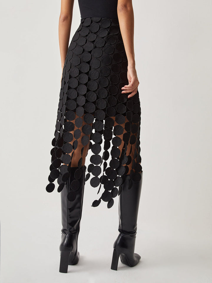 Laser Cut Multi Circle Double Layered Skirt  Liora Lane Boutique Skirts