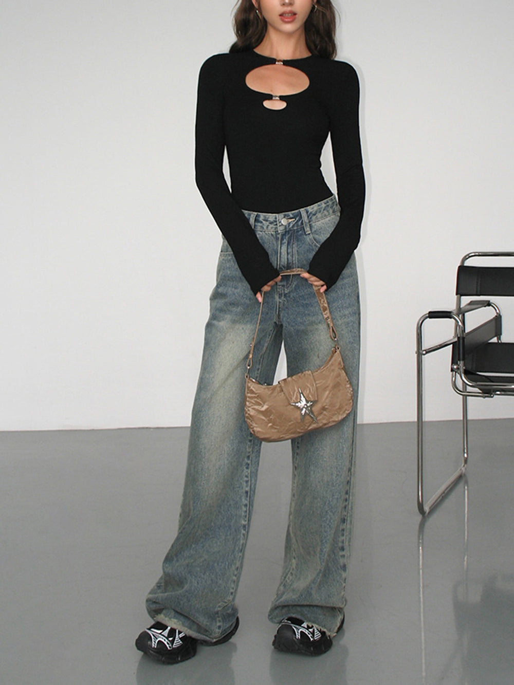 Double Keyholes Long Sleeve Top  Liora Lane Boutique T-Shirts