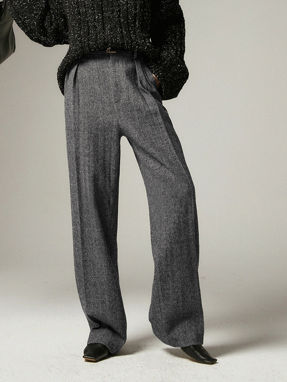 Herringbone Pockets Wide Leg Dress Pants  Liora Lane Boutique Pants