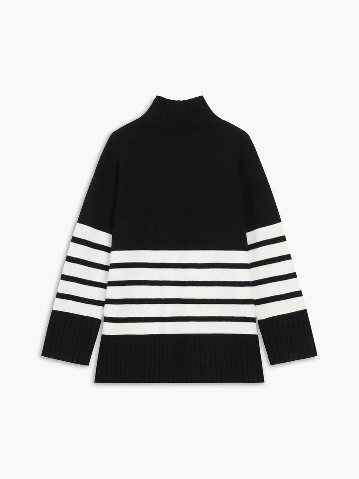 Miss Paris Mock Neck Stripe Sweater  Liora Lane Boutique Sweaters