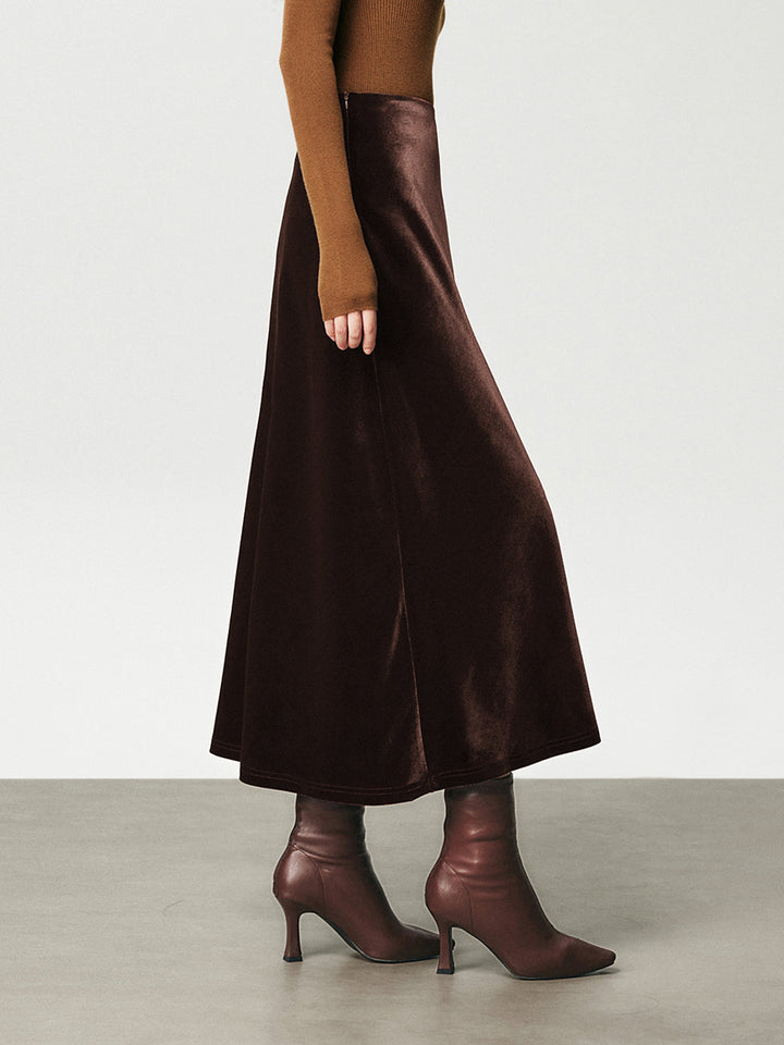 High Waist Velvet Maxi Skirt  Liora Lane Boutique Skirts