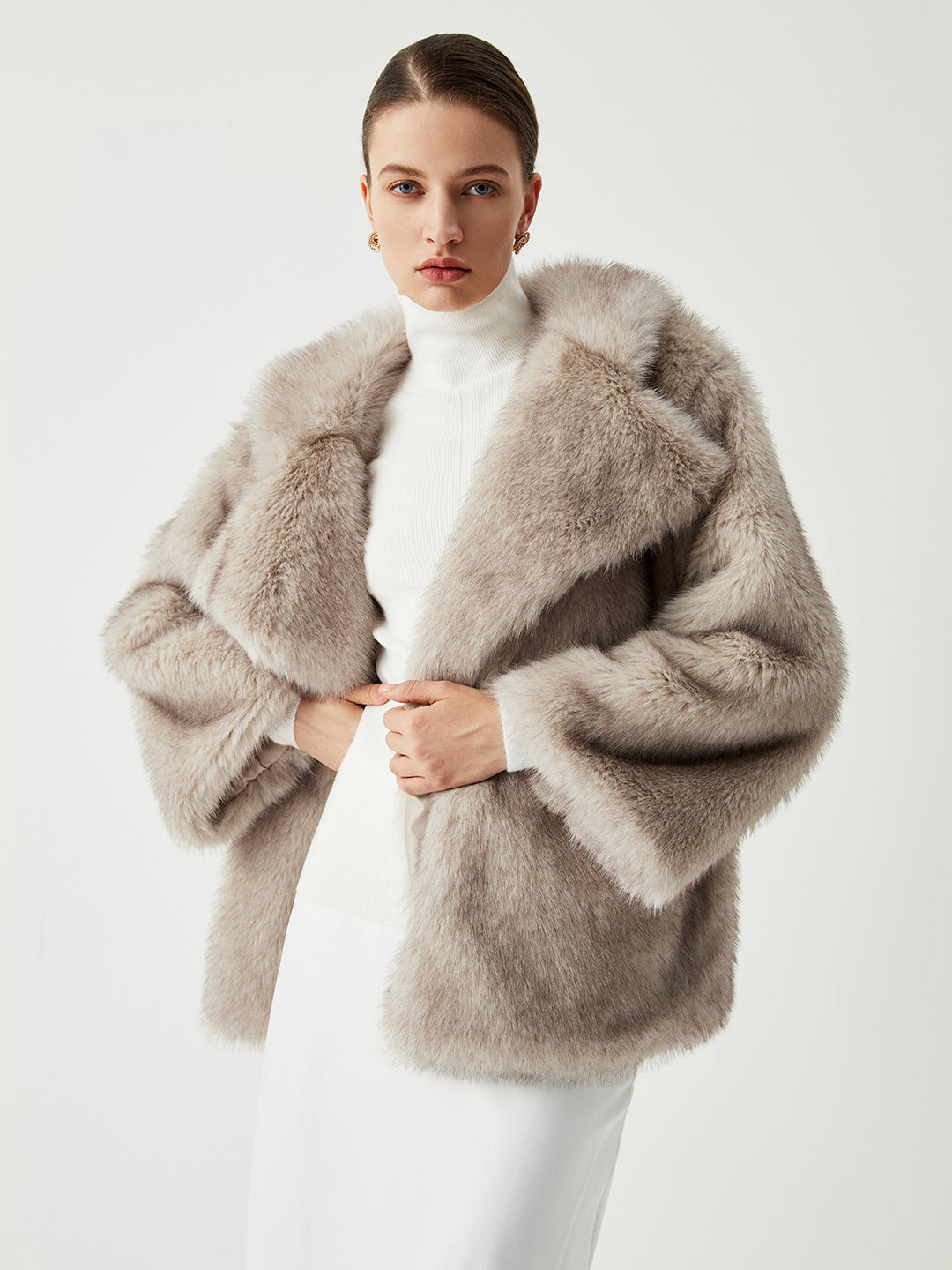 Oversized Collared Faux Fur Coat  Liora Lane Boutique Women Faux Fur Coats