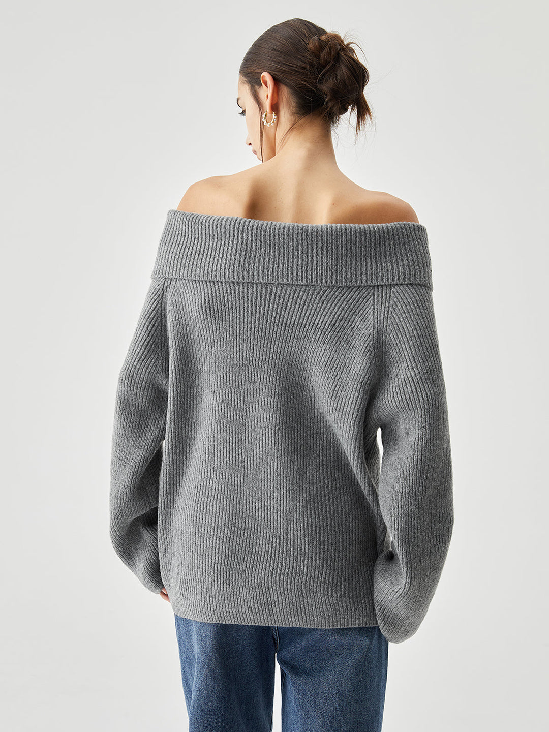 Oversized Overfold Off Shoulder Knit Sweater  Liora Lane Boutique Sweaters