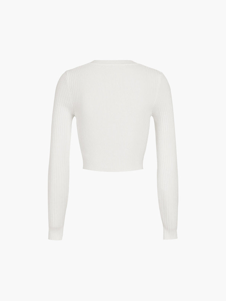 Cutout Split Beads Detail Ribbed Knit Top  Liora Lane Boutique Knit Tops