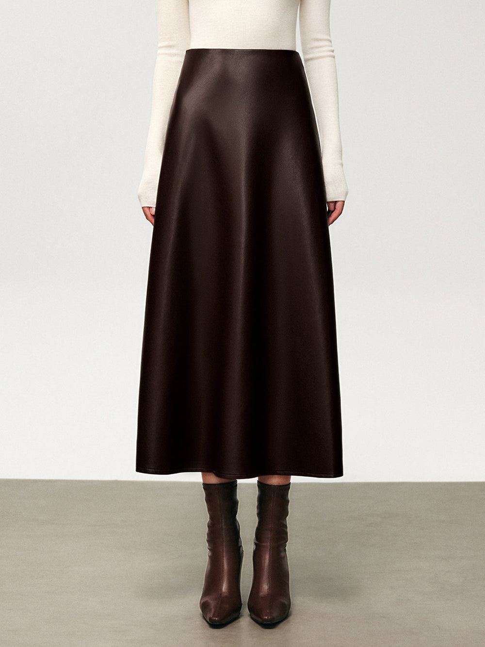 Pleated Faux Leather Midi Skirt  Liora Lane Boutique Skirts