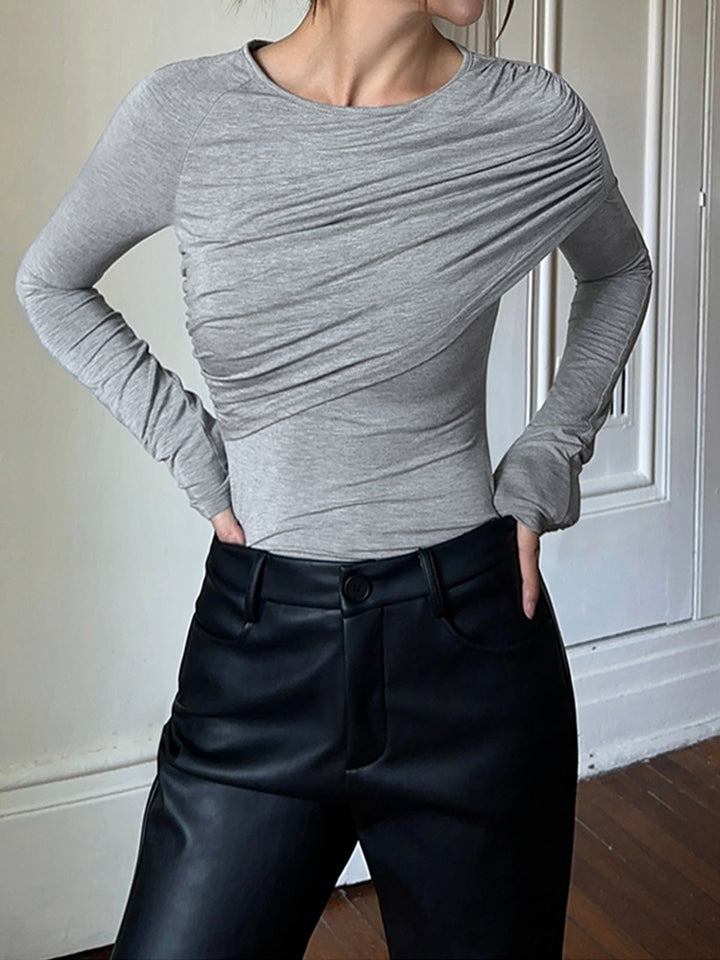 Layered Long Sleeve Pleated Shirt  Liora Lane Boutique T-Shirts