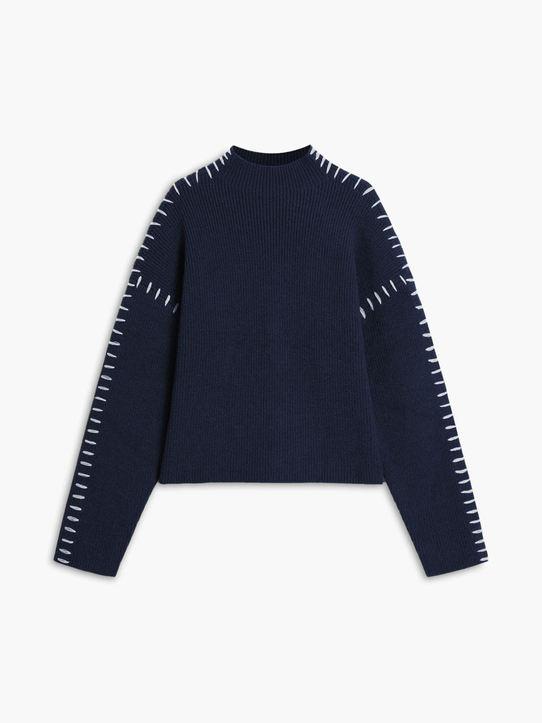 Shift The Focus Oversized Mock Neck Sweater  Liora Lane Boutique Sweaters Navy / XL 46.00