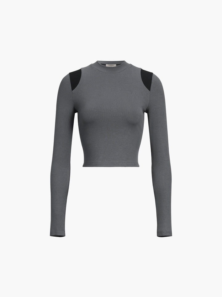 Shoulder Contrast Long Sleeve Shirt  Liora Lane Boutique T-Shirts Grey / XL 25.00