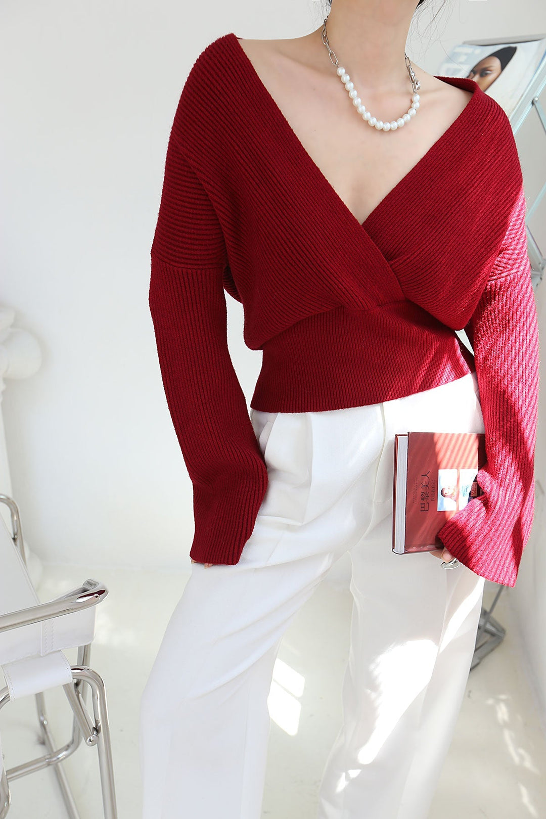 She's Effortless Wrap Sweater  Liora Lane Boutique Sweaters Red / XL 46.00