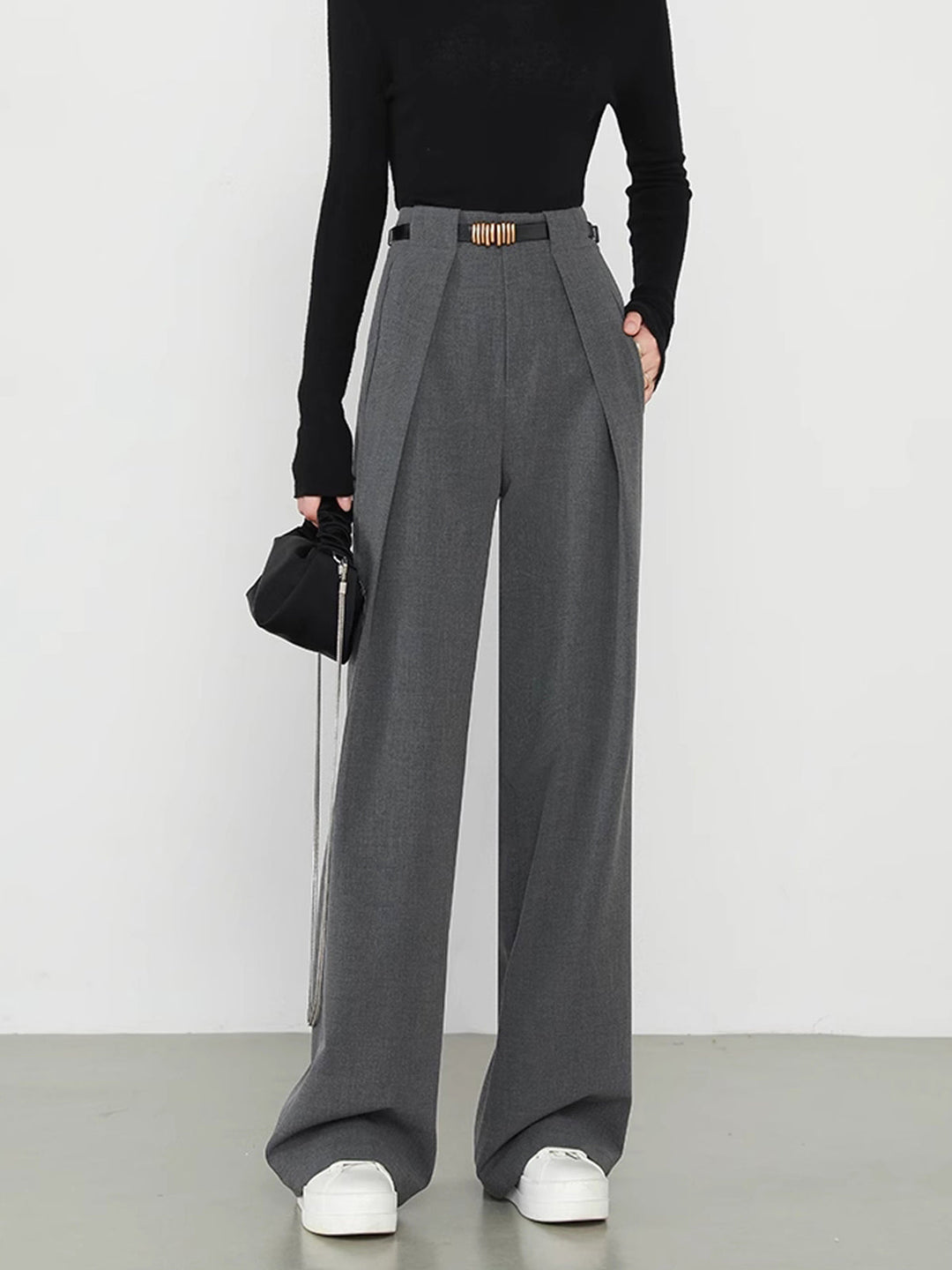 Plain Pockets Straight Pants  Liora Lane Boutique Pants Grey / XL 39.00