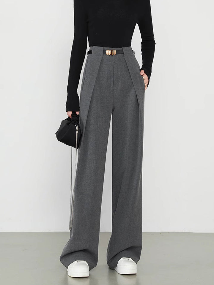 Plain Pockets Straight Pants  Liora Lane Boutique Pants Grey / XL 39.00