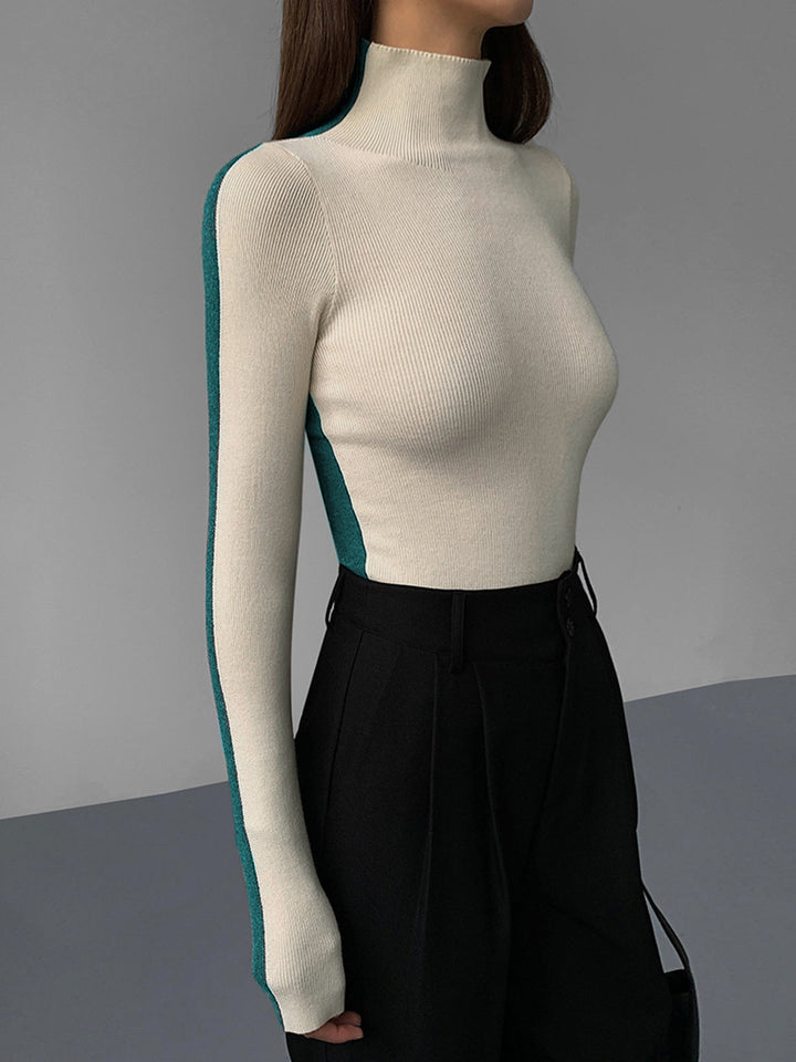 Two Tone Double Sided Long Sleeve Knit Top  Liora Lane Boutique Knit Tops