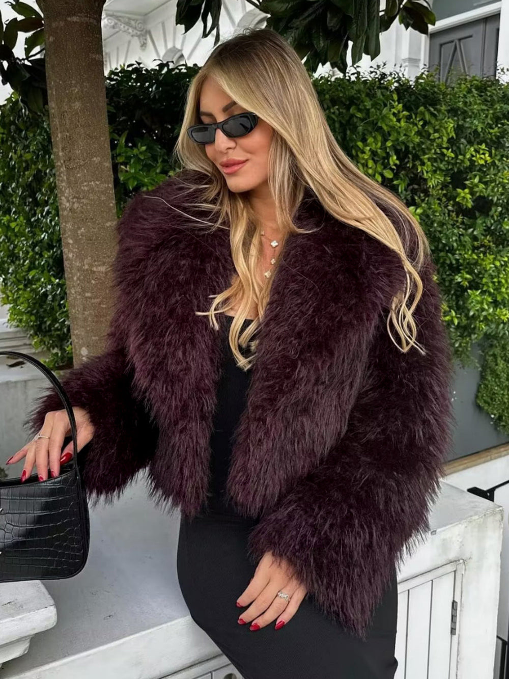 Fuzzy Faux Fur Short Coat  Liora Lane Boutique Women Faux Fur Coats