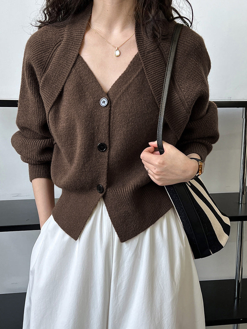 Patchwork V-neck Button Sweater  Liora Lane Boutique Sweaters