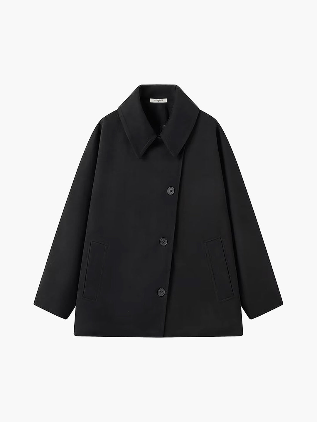 Solid Oversized Pocket Button Coat  Liora Lane Boutique Wool Coats Black / XL 88.00