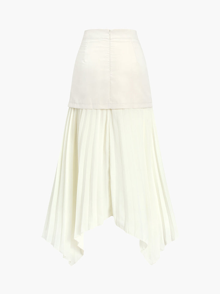 Patchwork Asymmetrical Pleated Buttoned Midi Skirt  Liora Lane Boutique Skirts