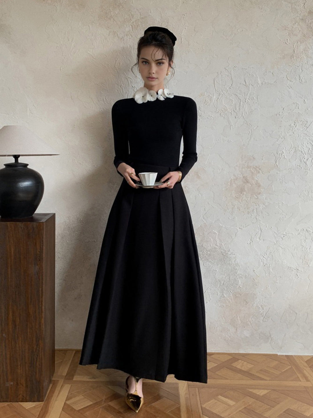 Solid Long Sleeve Floral Knit Top  Liora Lane Boutique Knit Tops