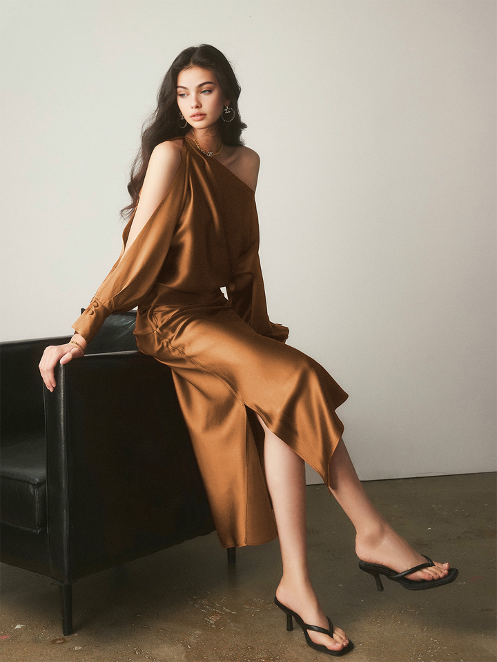 Satin Asymmetrical Split Skirt  Liora Lane Boutique Skirts