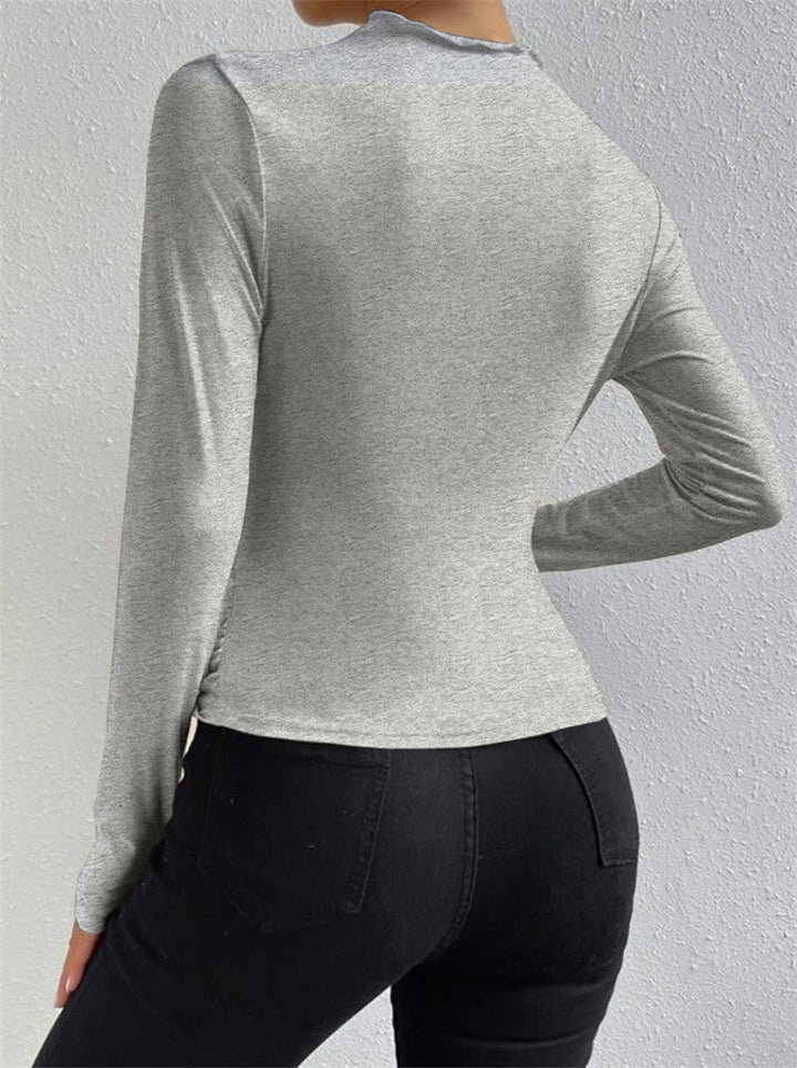 Ruching Long Sleeve Shirt  Liora Lane Boutique T-Shirts