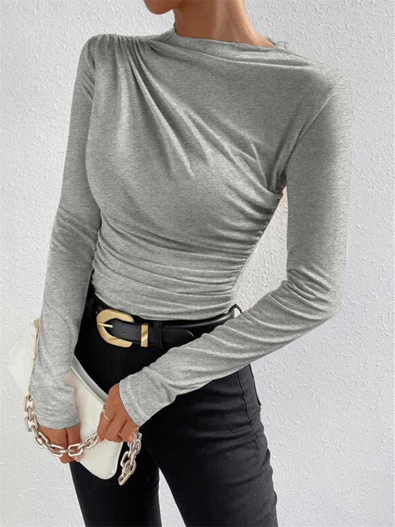 Ruching Long Sleeve Shirt  Liora Lane Boutique T-Shirts