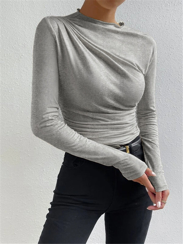 Ruching Long Sleeve Shirt  Liora Lane Boutique T-Shirts