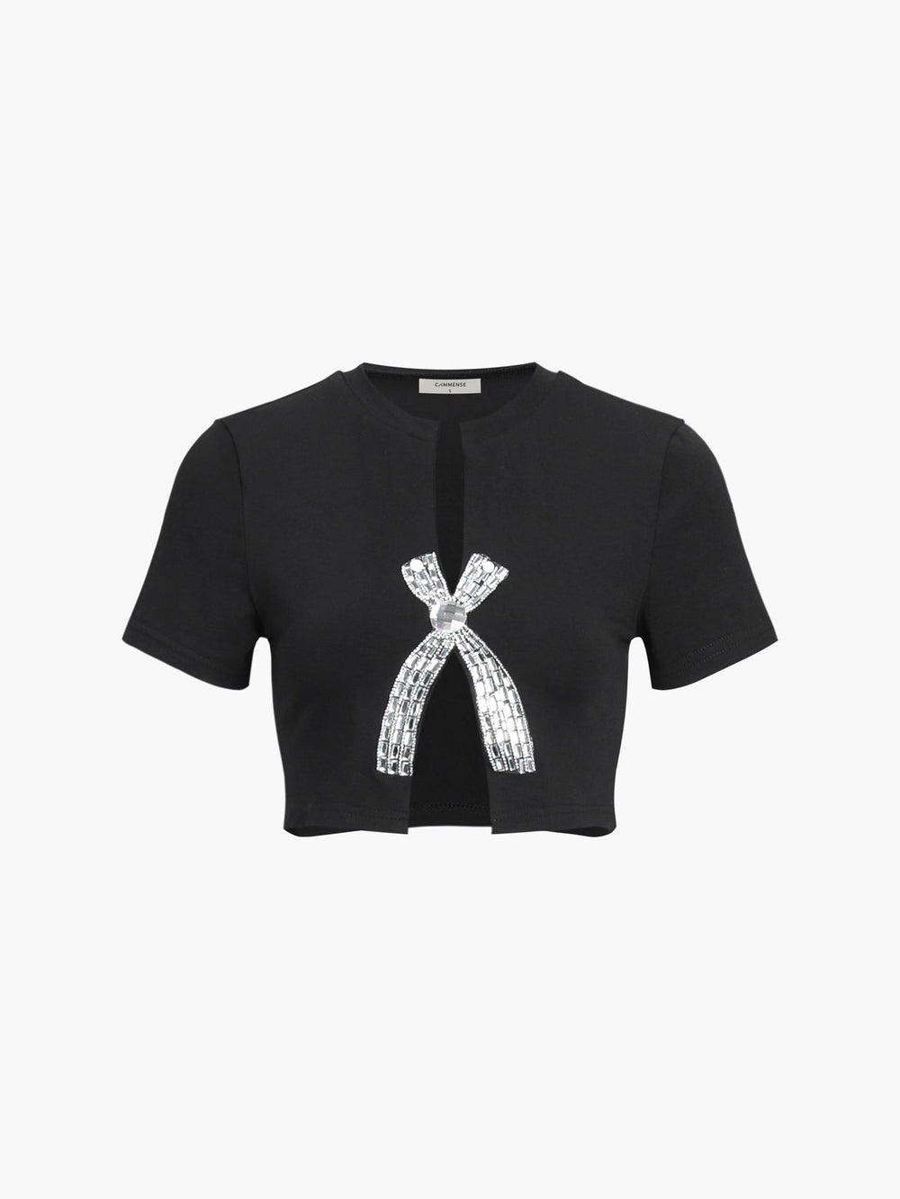 Rhinestone Bow Decorated Top  Liora Lane Boutique T-Shirts
