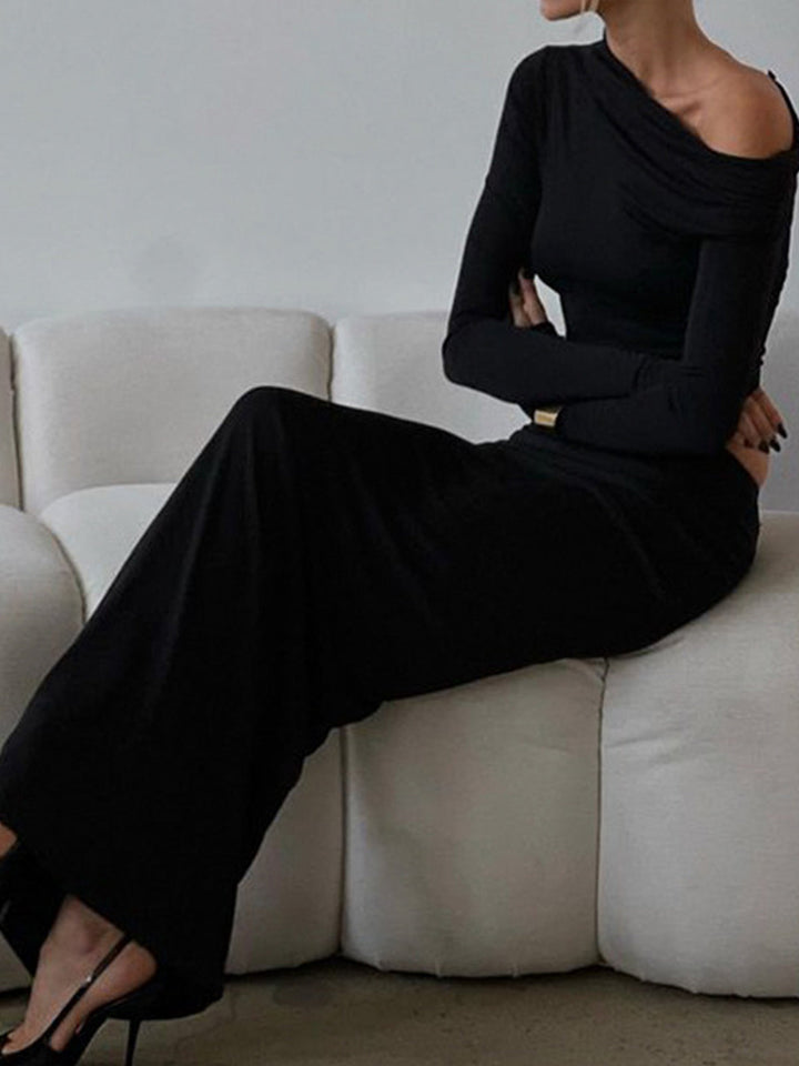 Matte Jersey One Shoulder Off Maxi Skirt Set  Liora Lane Boutique Skirt Sets