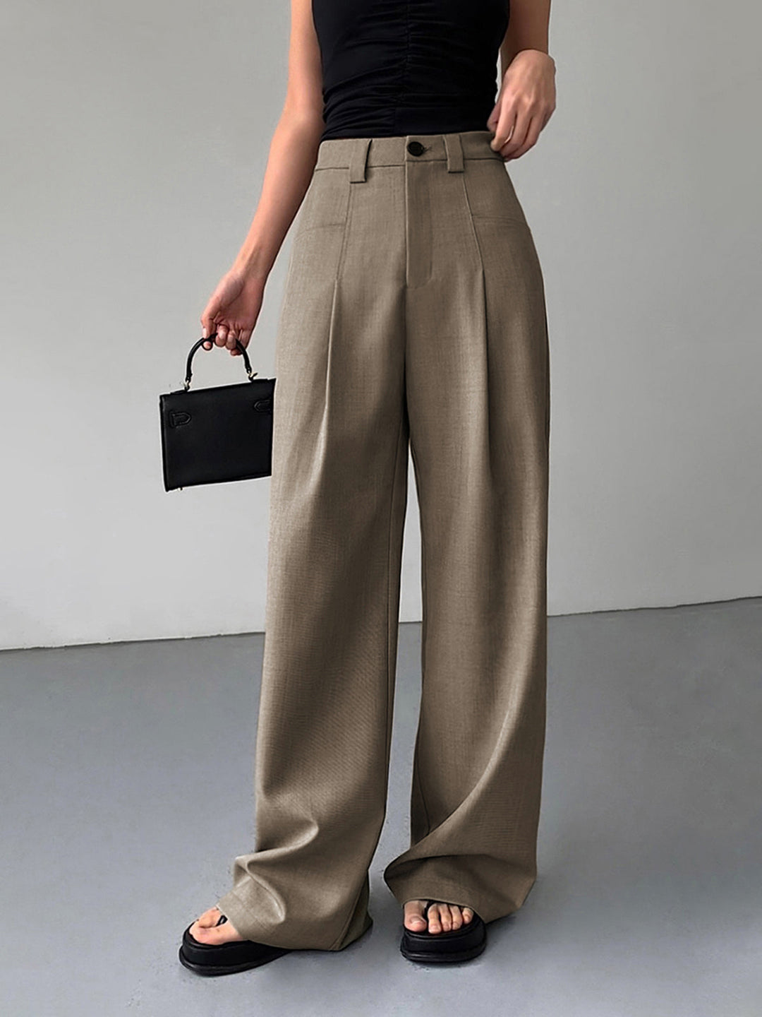 Divine Pleat Wide Leg Dress Pants  Liora Lane Boutique Pants Khaki / XL 42.00