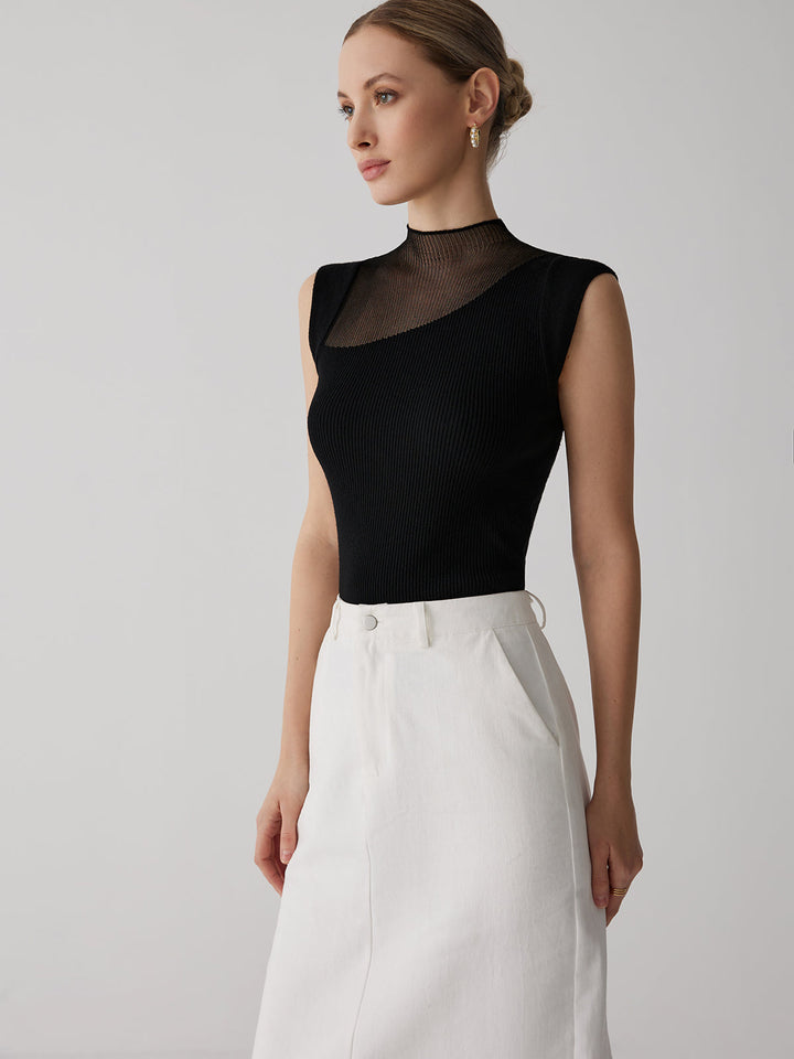 Mesh Patchwork Sleeveless Top  Liora Lane Boutique Knit Tops