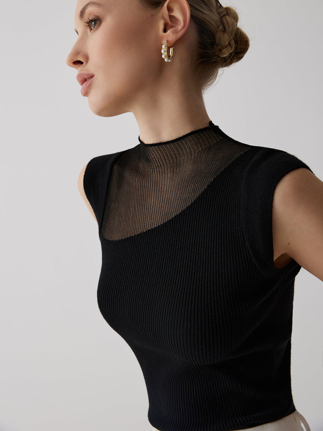 Mesh Patchwork Sleeveless Top  Liora Lane Boutique Knit Tops