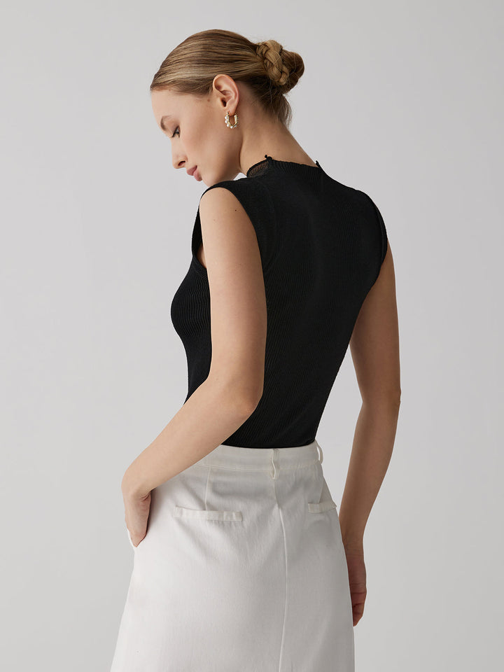 Mesh Patchwork Sleeveless Top  Liora Lane Boutique Knit Tops