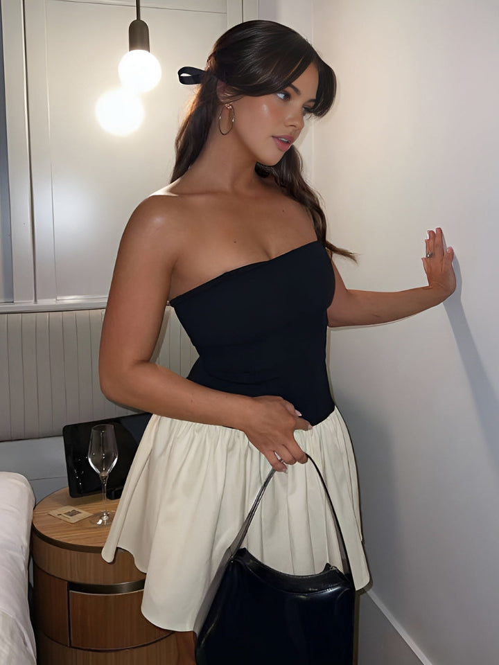 Patchwork Bustier Backless Short Dress  Liora Lane Boutique Dresses